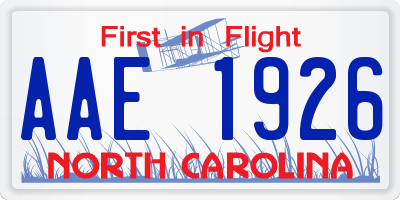 NC license plate AAE1926