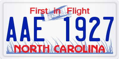 NC license plate AAE1927
