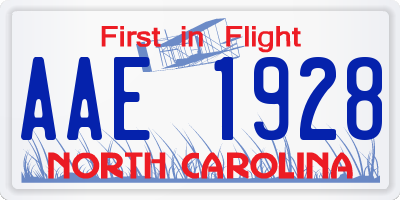 NC license plate AAE1928