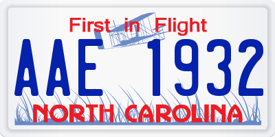 NC license plate AAE1932