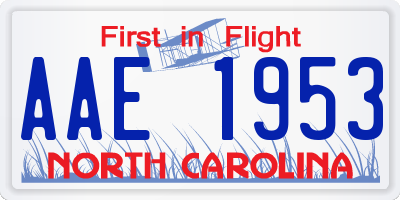 NC license plate AAE1953