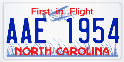 NC license plate AAE1954