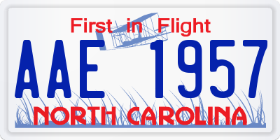 NC license plate AAE1957