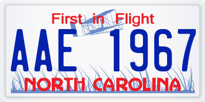 NC license plate AAE1967