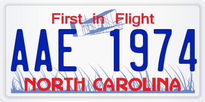 NC license plate AAE1974