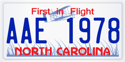 NC license plate AAE1978
