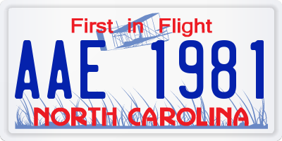 NC license plate AAE1981