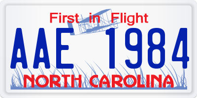 NC license plate AAE1984