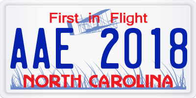 NC license plate AAE2018