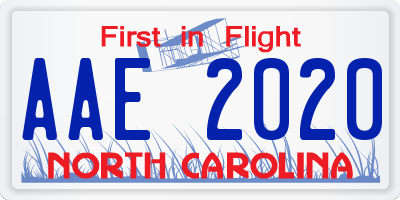 NC license plate AAE2020