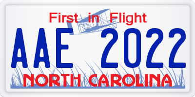 NC license plate AAE2022