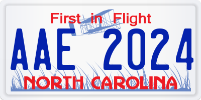 NC license plate AAE2024