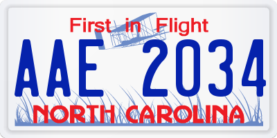 NC license plate AAE2034