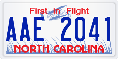 NC license plate AAE2041