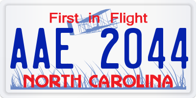 NC license plate AAE2044