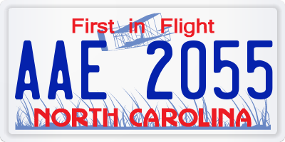 NC license plate AAE2055