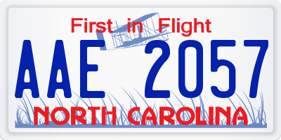 NC license plate AAE2057