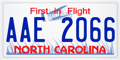 NC license plate AAE2066