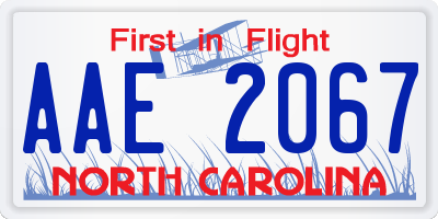 NC license plate AAE2067