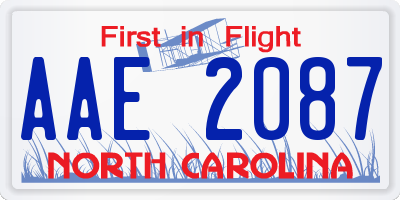 NC license plate AAE2087