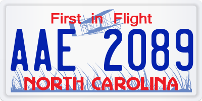 NC license plate AAE2089