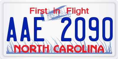 NC license plate AAE2090