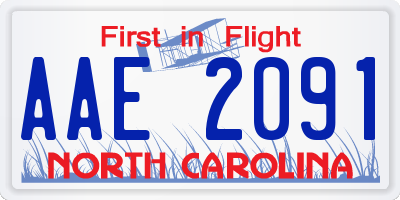 NC license plate AAE2091