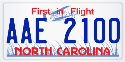 NC license plate AAE2100