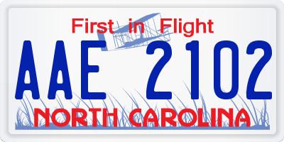 NC license plate AAE2102