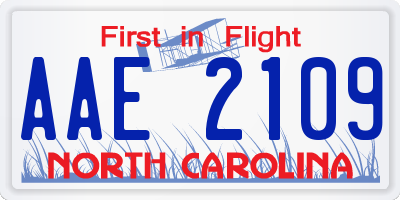 NC license plate AAE2109