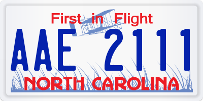 NC license plate AAE2111