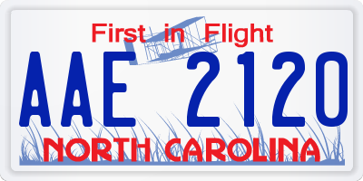 NC license plate AAE2120