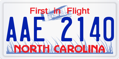 NC license plate AAE2140