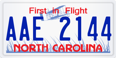 NC license plate AAE2144