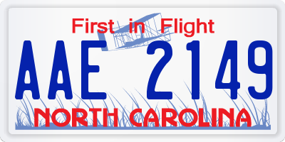 NC license plate AAE2149