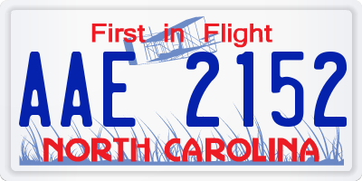 NC license plate AAE2152