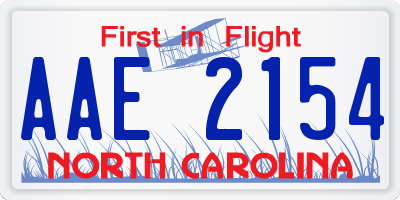 NC license plate AAE2154