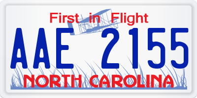 NC license plate AAE2155