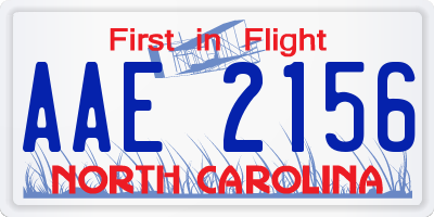 NC license plate AAE2156