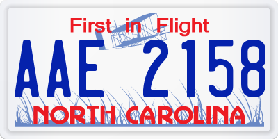 NC license plate AAE2158