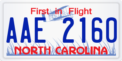 NC license plate AAE2160