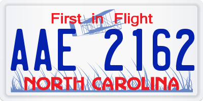 NC license plate AAE2162
