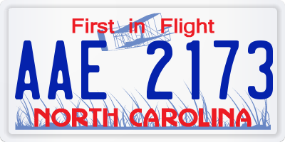 NC license plate AAE2173