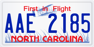 NC license plate AAE2185