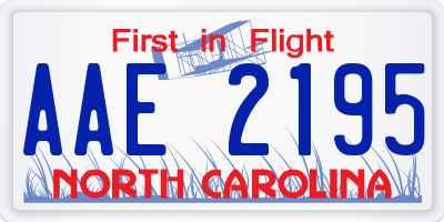 NC license plate AAE2195