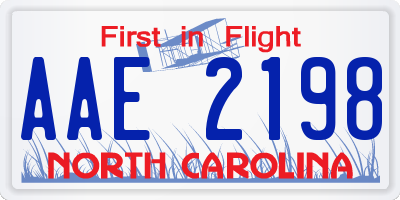 NC license plate AAE2198