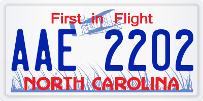 NC license plate AAE2202