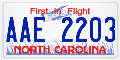 NC license plate AAE2203