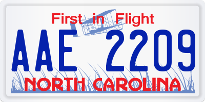 NC license plate AAE2209