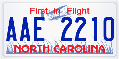 NC license plate AAE2210